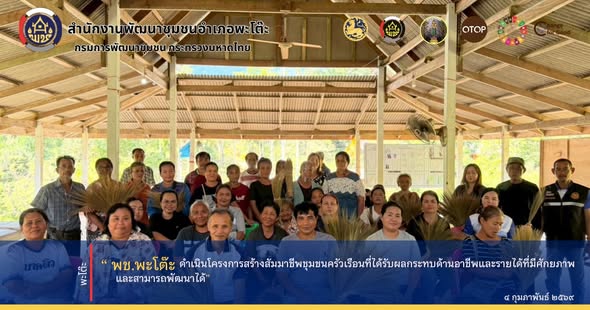 พช.พะโต๊ะ ดำเนินโครงการสร้างสัมมาชีพชุมชนครัวเรือนที่ได้รับผลกระทบด้านอาชีพและรายได้ที่มีศักยภาพและสามารถพัฒนาได้